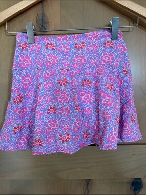 J. Crew Pink Floral Skort with Red Accents